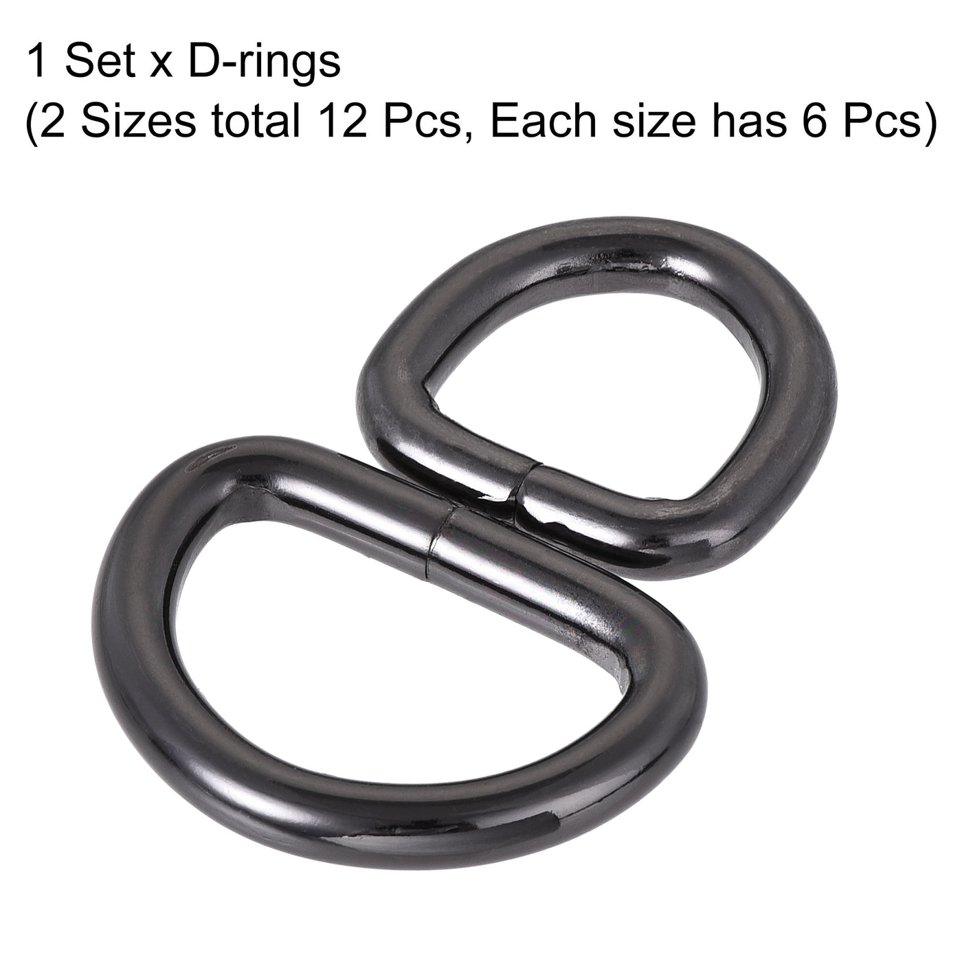 uxcell Uxcell Metal D Ring 0.63"(16mm) 0.98"(25mm) D-Rings Buckle Black, Total 12pcs