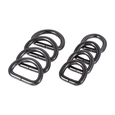 Harfington Uxcell Metal D Ring 0.63"(16mm) 0.98"(25mm) D-Rings Buckle Black, Total 12pcs