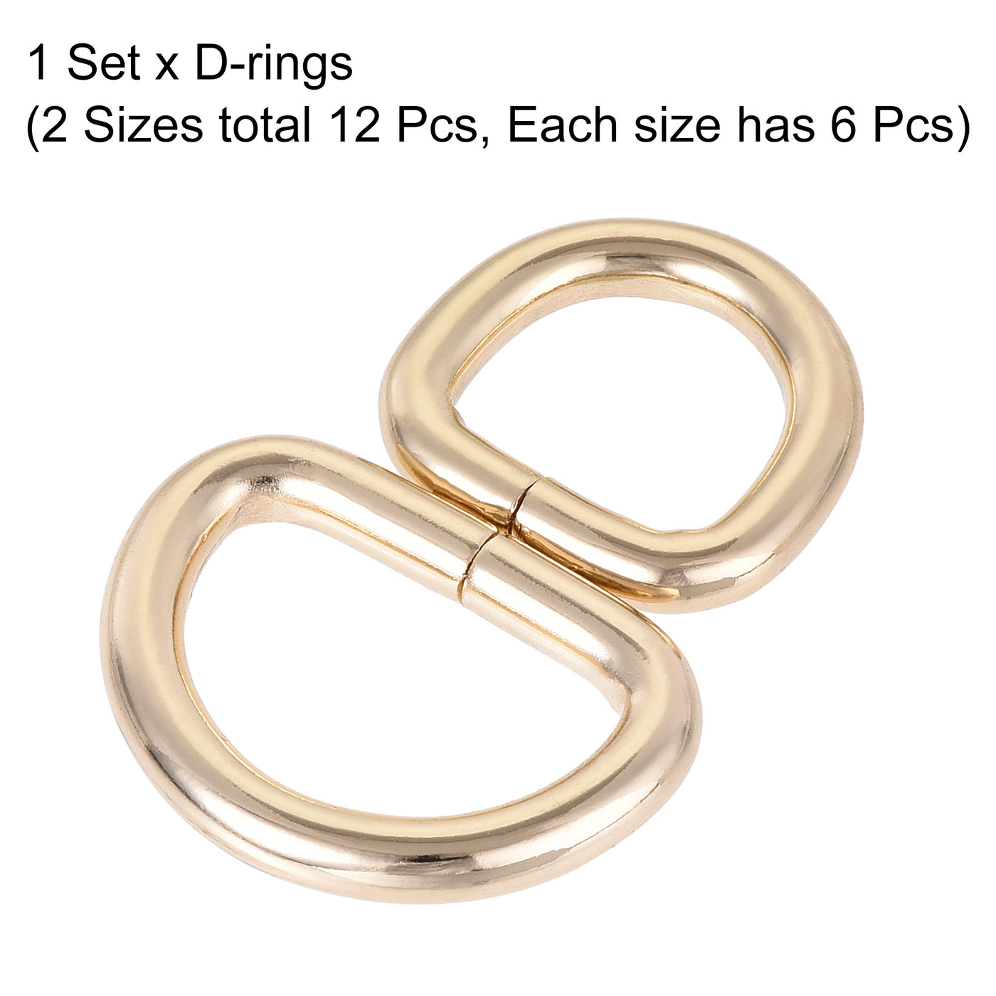 uxcell Uxcell Metal D Ring 0.63"(16mm) 0.98"(25mm) D-Rings Buckle Gold Tone, Total 12pcs