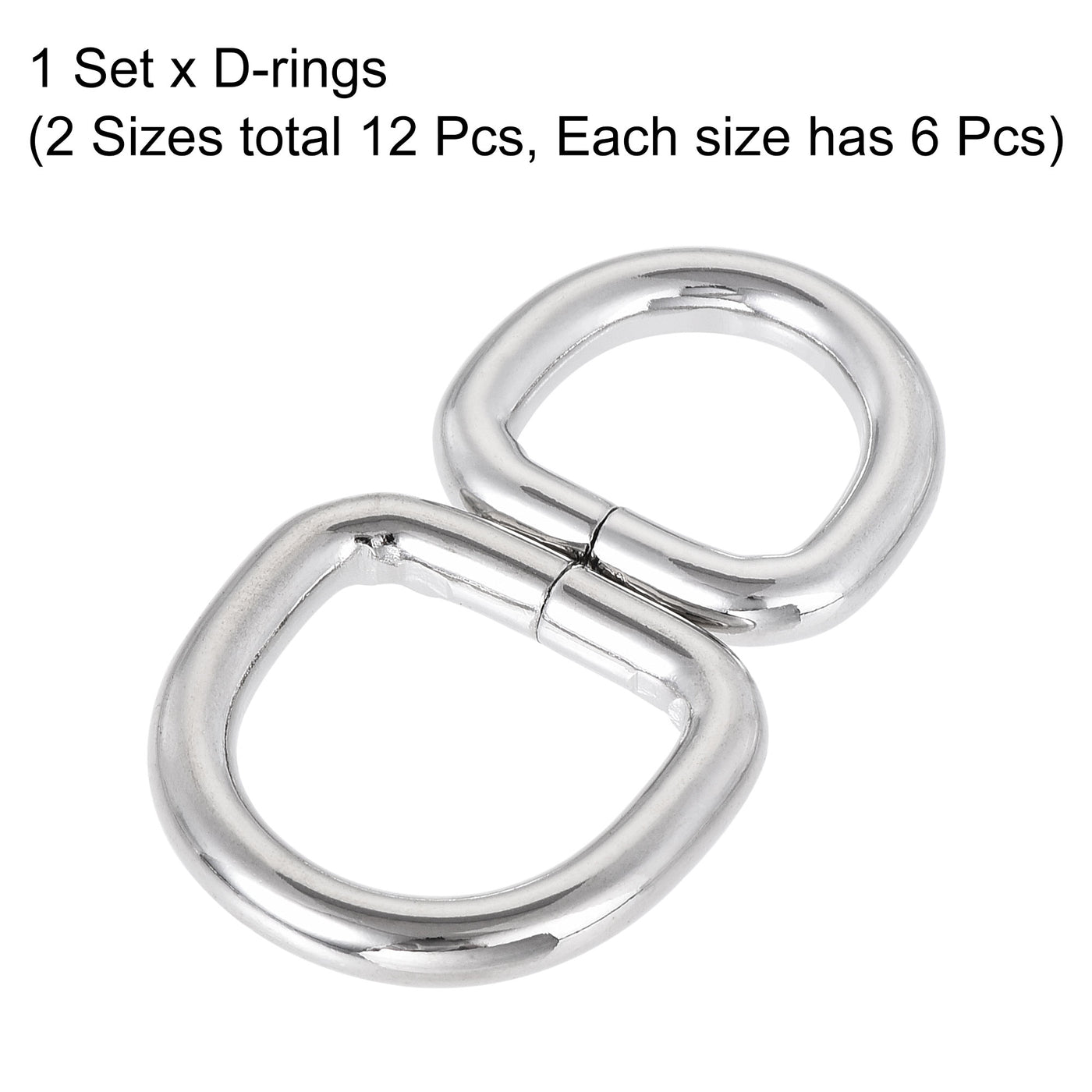 uxcell Uxcell Metal D Ring 0.63"(16mm) 0.79"(20mm) D-Rings Buckle Silver Tone, Total 12pcs