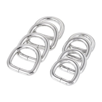 Harfington Uxcell Metal D Ring 0.63"(16mm) 0.79"(20mm) D-Rings Buckle Silver Tone, Total 12pcs