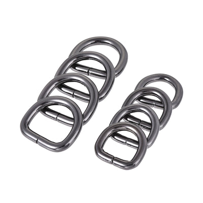 Harfington Uxcell Metal D Ring 0.63"(16mm) 0.79"(20mm) D-Rings Buckle Black, Total 12pcs