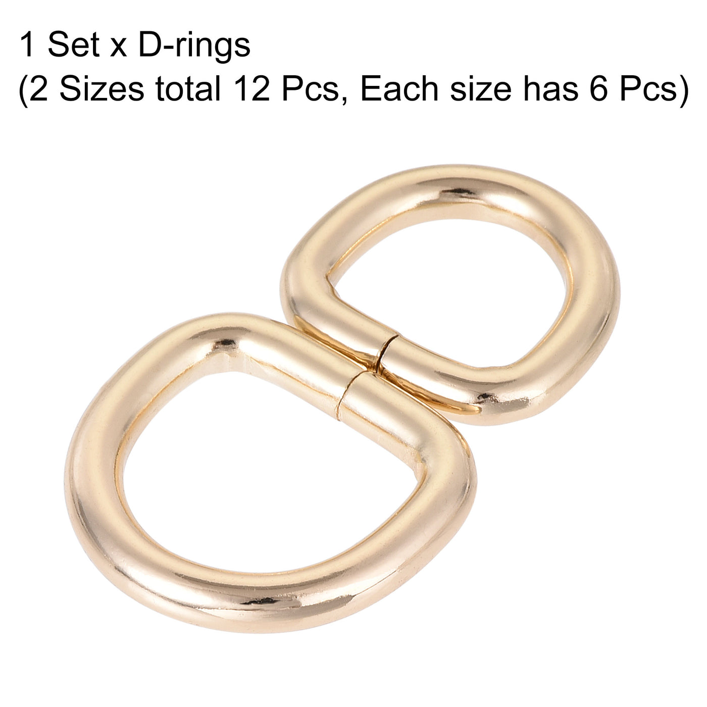 uxcell Uxcell Metal D Ring 0.63"(16mm) 0.79"(20mm) D-Rings Buckle Gold Tone, Total 12pcs