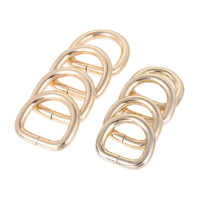 Harfington Uxcell Metal D Ring 0.63"(16mm) 0.79"(20mm) D-Rings Buckle Gold Tone, Total 12pcs