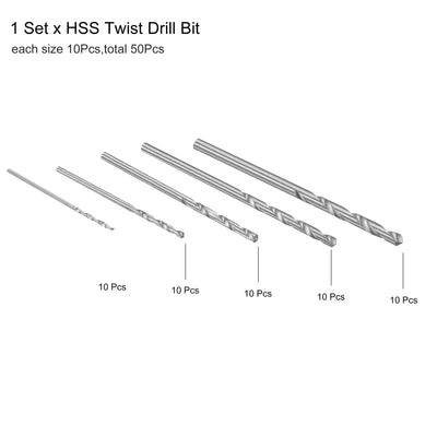 Harfington Uxcell High Speed Steel Twist Drill Bit Set, Spiral Rotary Tool 1mm-3mm Dia