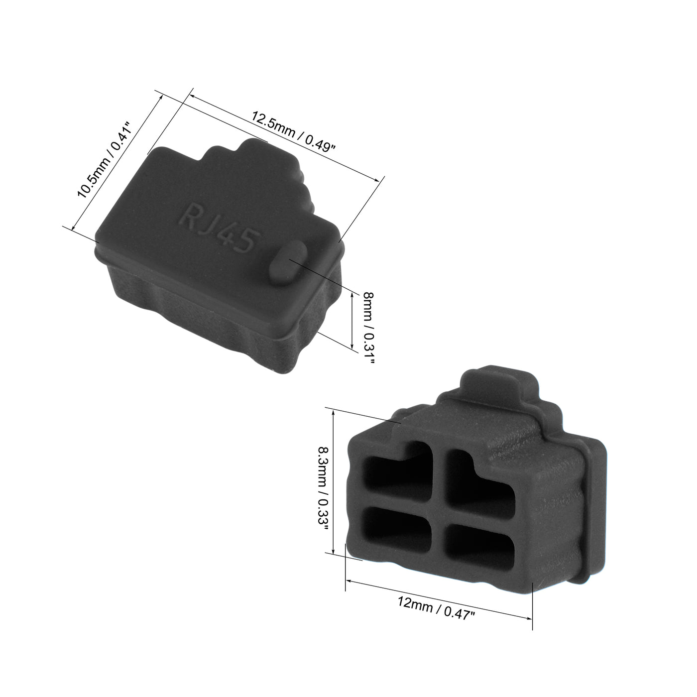 uxcell Uxcell 100pcs RJ45 Silicone Protectors Ethernet Hub Port Anti Dust Cap Cover 12mmx8.3mm Black