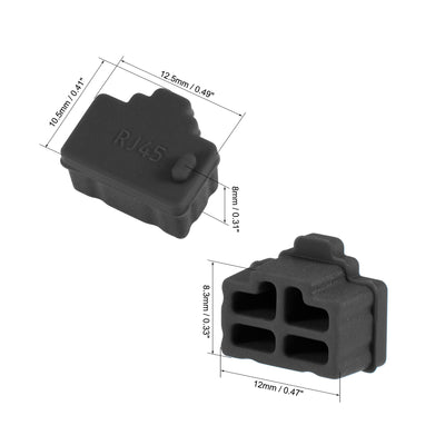 Harfington Uxcell 100pcs RJ45 Silicone Protectors Ethernet Hub Port Anti Dust Cap Cover 12mmx8.3mm Black