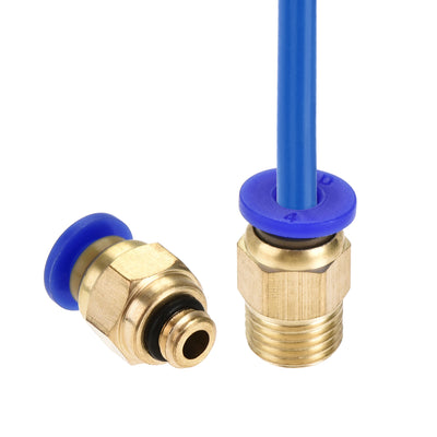 Harfington Uxcell Pneumatic PTFE Air Tubing Hose Kit 4mm OD 2M Length Blue with Tube Cutter and M6 M10 Fittings