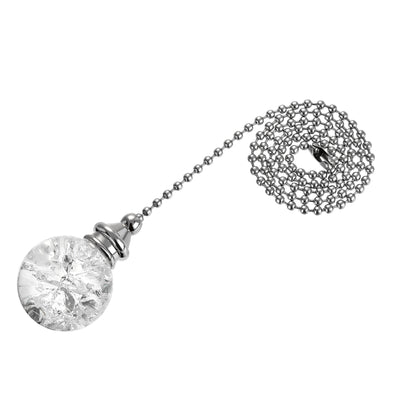 Harfington Uxcell 20 Inch Ceiling Fan Pull Chain, Decorative Crystal Fan Pull Chain Ornament Extension, 3mm Diameter Beaded 30mm Ice Cracked Ball Pendant, Clear