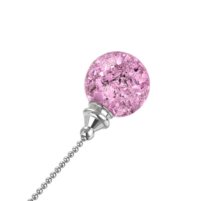Harfington Uxcell 20 Inch Ceiling Fan Pull Chain, Decorative Crystal Fan Pull Chain Ornament Extension, 3mm Diameter Beaded 30mm Ice Cracked Ball Pendant, Pink
