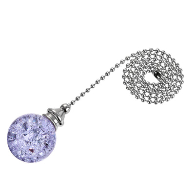 Harfington Uxcell 20 Inch Ceiling Fan Pull Chain, Decorative Crystal Fan Pull Chain Ornament Extension, 3mm Diameter Beaded 30mm Ice Cracked Ball Pendant, Purple