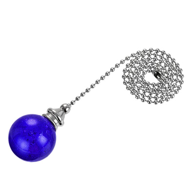 Harfington Uxcell 20 Inch Ceiling Fan Pull Chain, Decorative Crystal Fan Pull Chain Ornament Extension, 3mm Diameter Beaded 30mm Ice Cracked Ball Pendant, Blue