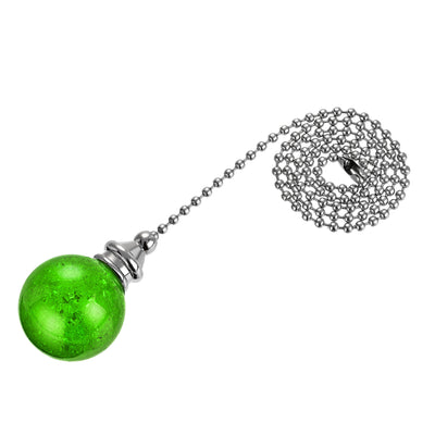 Harfington Uxcell 20 Inch Ceiling Fan Pull Chain, Decorative Crystal Fan Pull Chain Ornament Extension, 3mm Diameter Beaded 30mm Ice Cracked Ball Pendant, Green