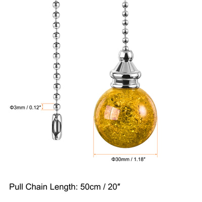 Harfington Uxcell 20 Inch Ceiling Fan Pull Chain, Decorative Crystal Fan Pull Chain Ornament Extension, 3mm Diameter Beaded 30mm Ice Cracked Ball Pendant, Amber