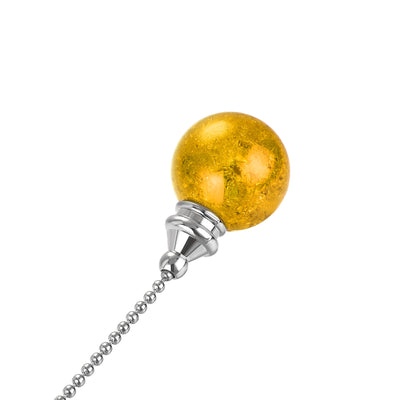 Harfington Uxcell 20 Inch Ceiling Fan Pull Chain, Decorative Crystal Fan Pull Chain Ornament Extension, 3mm Diameter Beaded 30mm Ice Cracked Ball Pendant, Amber