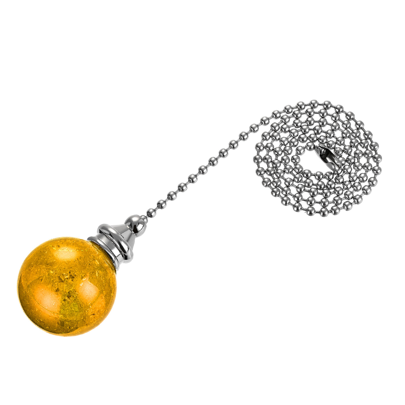 uxcell Uxcell 20 Inch Ceiling Fan Pull Chain, Decorative Crystal Fan Pull Chain Ornament Extension, 3mm Diameter Beaded 30mm Ice Cracked Ball Pendant, Amber