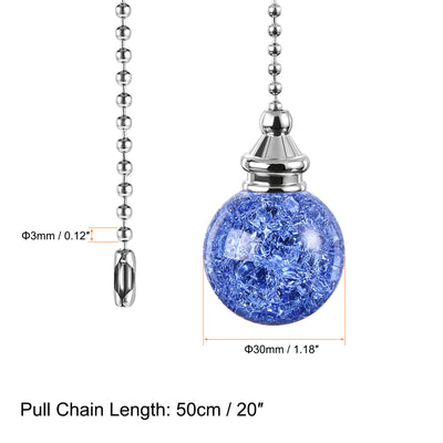 Harfington Uxcell 20 Inch Ceiling Fan Pull Chain, Decorative Crystal Fan Pull Chain Ornament Extension, 3mm Diameter Beaded 30mm Ice Cracked Ball Pendant, Light Blue