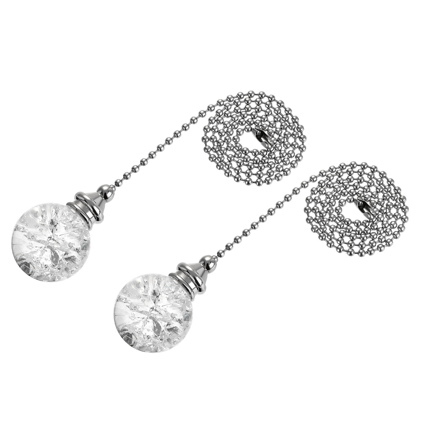 uxcell Uxcell 20 Inch Ceiling Fan Pull Chain, Decorative Crystal Fan Pull Chain Ornament Extension, 3mm Diameter Beaded 30mm Ice Cracked Ball Pendant, Clear 2Pcs