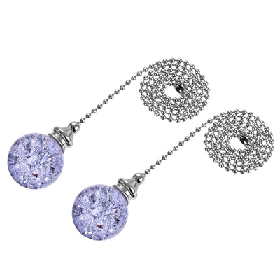 Harfington Uxcell 20 Inch Ceiling Fan Pull Chain, Decorative Crystal Fan Pull Chain Ornament Extension, 3mm Diameter Beaded 30mm Ice Cracked Ball Pendant, Purple 2Pcs