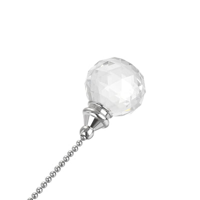 Harfington Uxcell Ceiling Fan Pull Chain, 20 Inch Nickel Finish Chain Ornament Extension, 30mm Clear Crystal Ball Pendant
