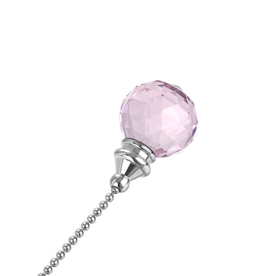 Harfington Uxcell Ceiling Fan Pull Chain, 20 Inch Nickel Finish Chain Ornament Extension, 30mm Pink Crystal Ball Pendant