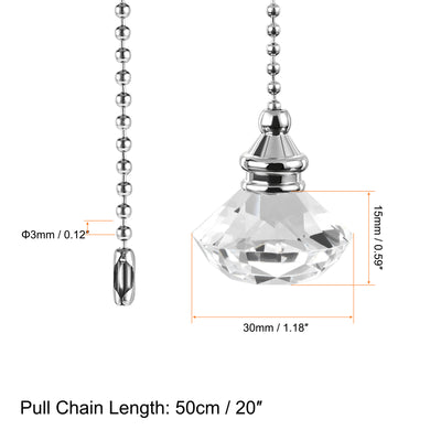 Harfington Uxcell 20 Inch Ceiling Fan Pull Chain, Decorative Crystal Fan Pull Chain Ornament Extension, 3mm Diameter Beaded Diamond Pendant, Clear
