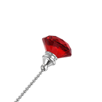 Harfington Uxcell 20 Inch Ceiling Fan Pull Chain, Decorative Crystal Fan Pull Chain Ornament Extension, 3mm Diameter Beaded Diamond Pendant, Red