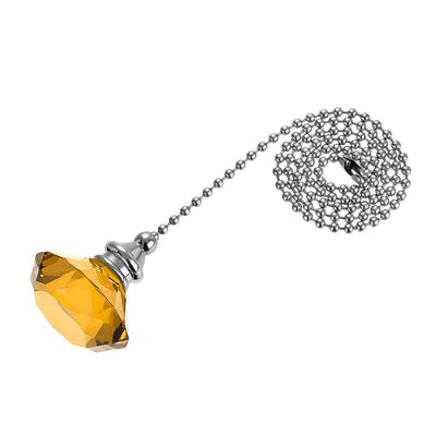 Harfington Uxcell 20 Inch Ceiling Fan Pull Chain, Decorative Crystal Fan Pull Chain Ornament Extension, 3mm Diameter Beaded Diamond Pendant, Amber