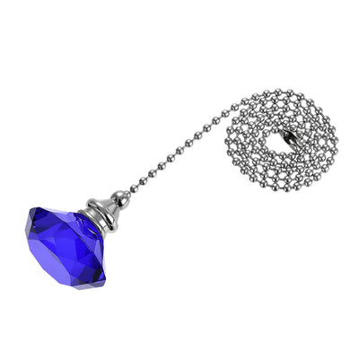 Harfington Uxcell 20 Inch Ceiling Fan Pull Chain, Decorative Crystal Fan Pull Chain Ornament Extension, 3mm Diameter Beaded Diamond Pendant, Blue