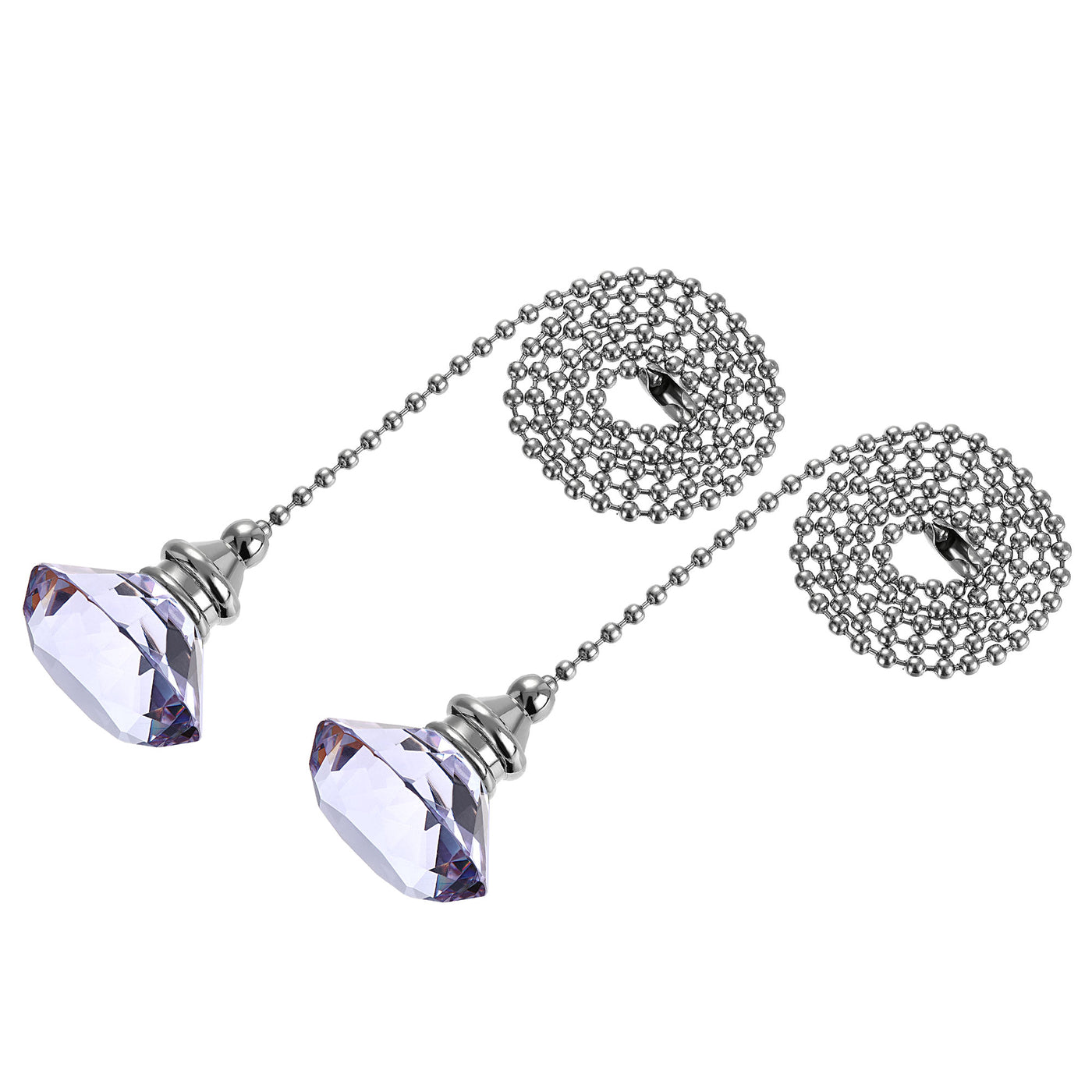 uxcell Uxcell 20 Inch Ceiling Fan Pull Chain, Decorative Crystal Fan Pull Chain Ornament Extension, 3mm Diameter Beaded Diamond Pendant, Purple 2Pcs