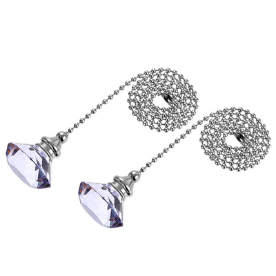 Harfington Uxcell 20 Inch Ceiling Fan Pull Chain, Decorative Crystal Fan Pull Chain Ornament Extension, 3mm Diameter Beaded Diamond Pendant, Purple 2Pcs