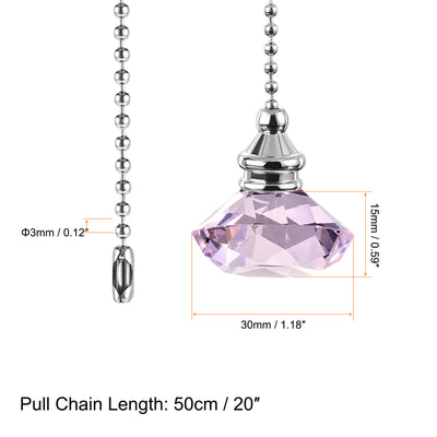 Harfington Uxcell 20 Inch Ceiling Fan Pull Chain, Decorative Crystal Fan Pull Chain Ornament Extension, 3mm Diameter Beaded Diamond Pendant, Pink 2Pcs