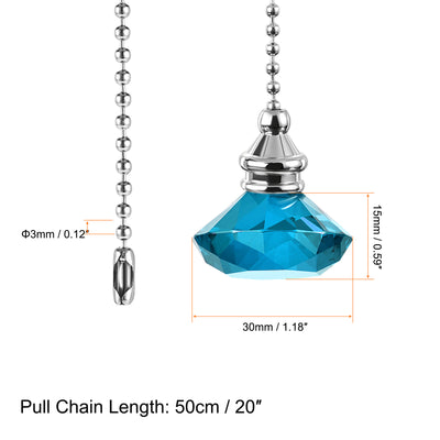 Harfington Uxcell 20 Inch Ceiling Fan Pull Chain, Decorative Crystal Fan Pull Chain Ornament Extension, 3mm Diameter Beaded Diamond Pendant, Light Blue 2Pcs