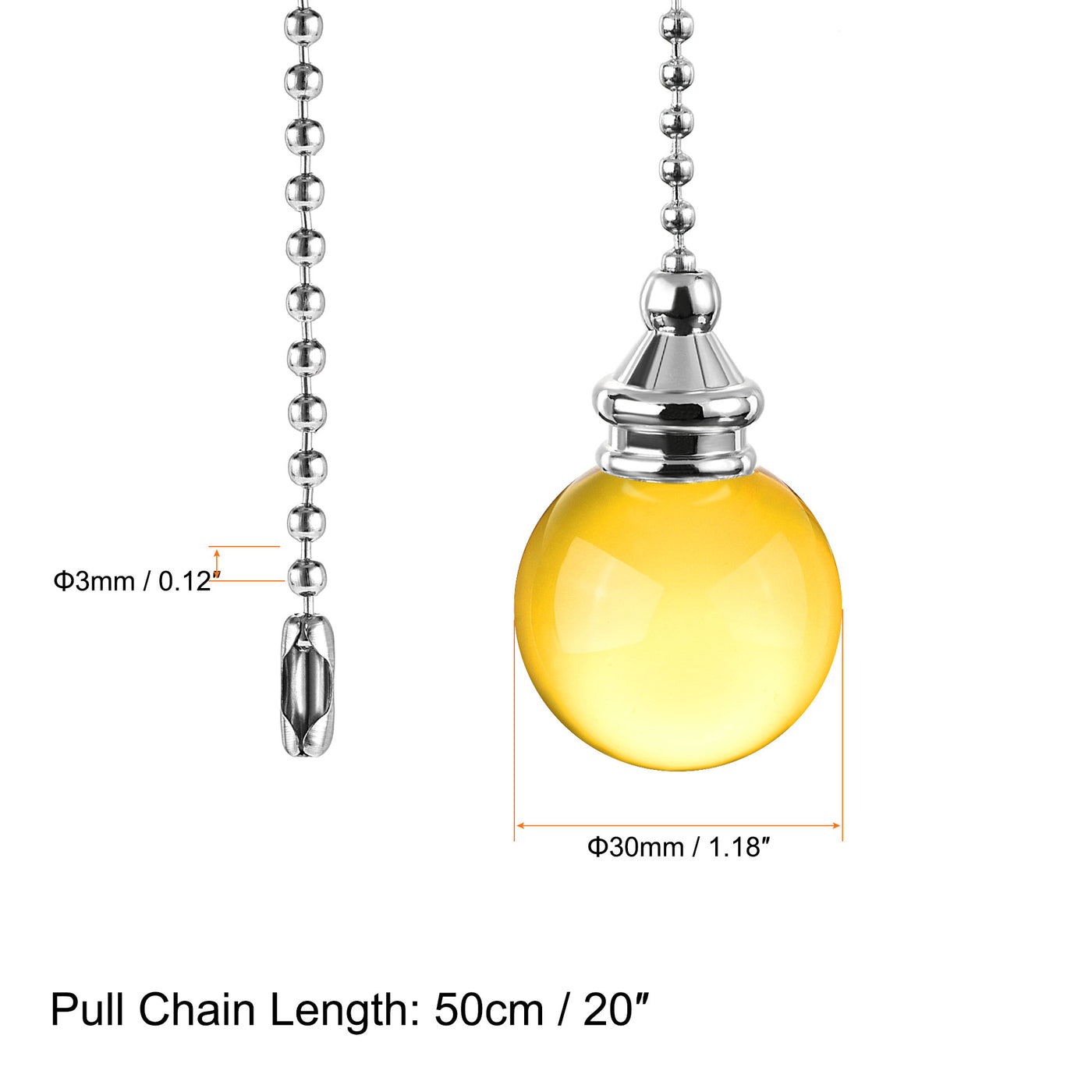 uxcell Uxcell Ceiling Fan Pull Chain, 20 Inch Fan Pull Chain Ornament Extension Lighting Accessories, 30mm Crystal Ball Pendant, Golden Tone