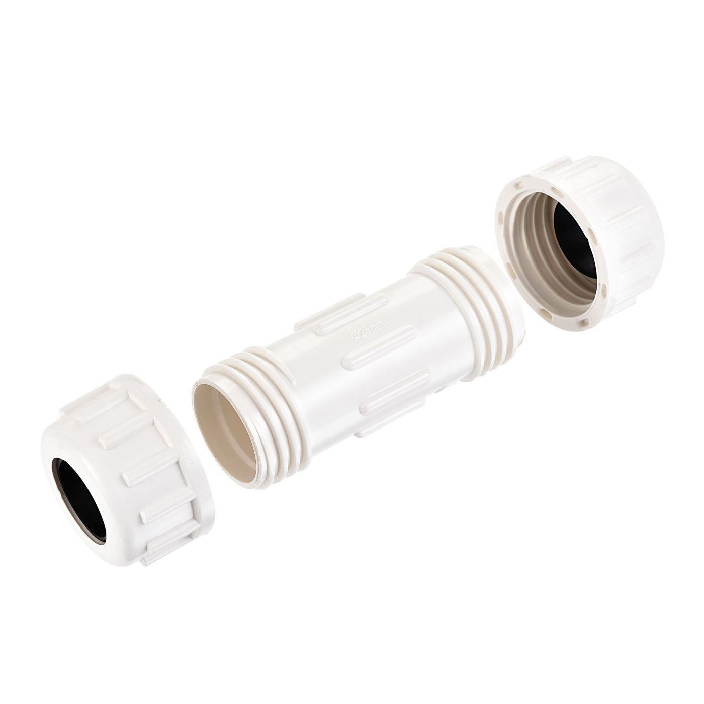 uxcell Uxcell PVC Compression Plumbing Coupling Straight Pipe Fitting Extension 25mm White 2Pcs