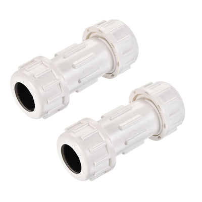 Harfington Uxcell PVC Compression Plumbing Coupling Straight Pipe Fitting Extension 25mm White 2Pcs