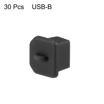 Harfington Uxcell 30pcs Silicone USB B Port Protectors Anti-Dust Stopper Cap Cover, Black