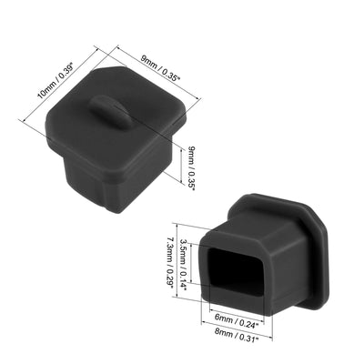 Harfington Uxcell 30pcs Silicone USB B Port Protectors Anti-Dust Stopper Cap Cover, Black