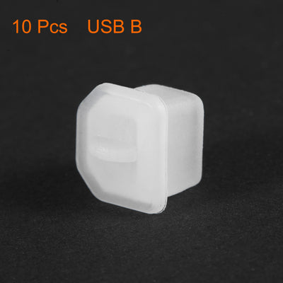 Harfington Uxcell 10pcs Silicone USB B Port Protectors Anti-Dust Stopper Cap Cover, Clear