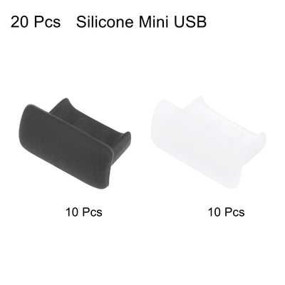Harfington Uxcell 20pcs Silicone Mini USB Cap Port Cover Anti Dust Protector 7mmx2mm Black Clear