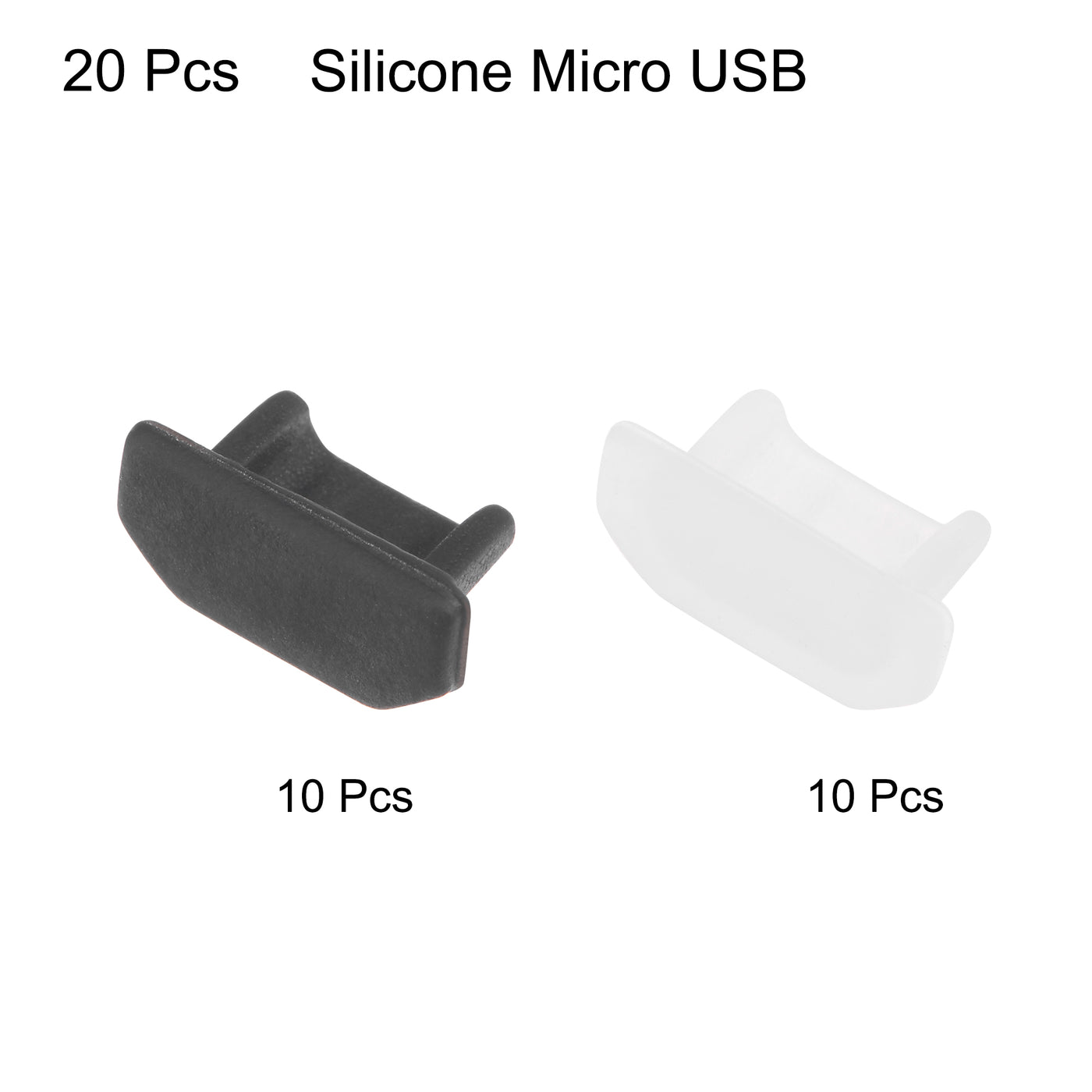 uxcell Uxcell 20pcs Silicone Micro USB Cap Port Cover Anti Dust Protector Black Clear
