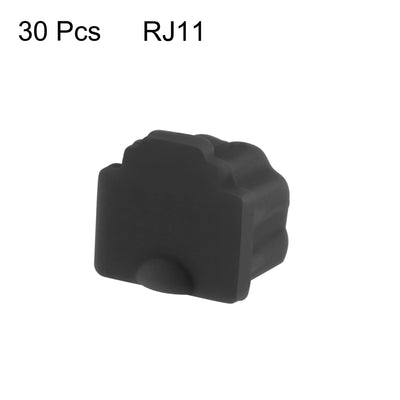 Harfington Uxcell 30pcs RJ11 Silicone Protector Telephone Modular Port Anti Dust Cap Cover 9.5mmx7.5mm Black