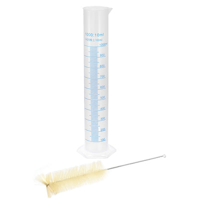 Harfington Uxcell Plastic Graduated Cylinder, 1000ml Measuring Cylinder with 1 Brush, 2in1 Set for Science Lab