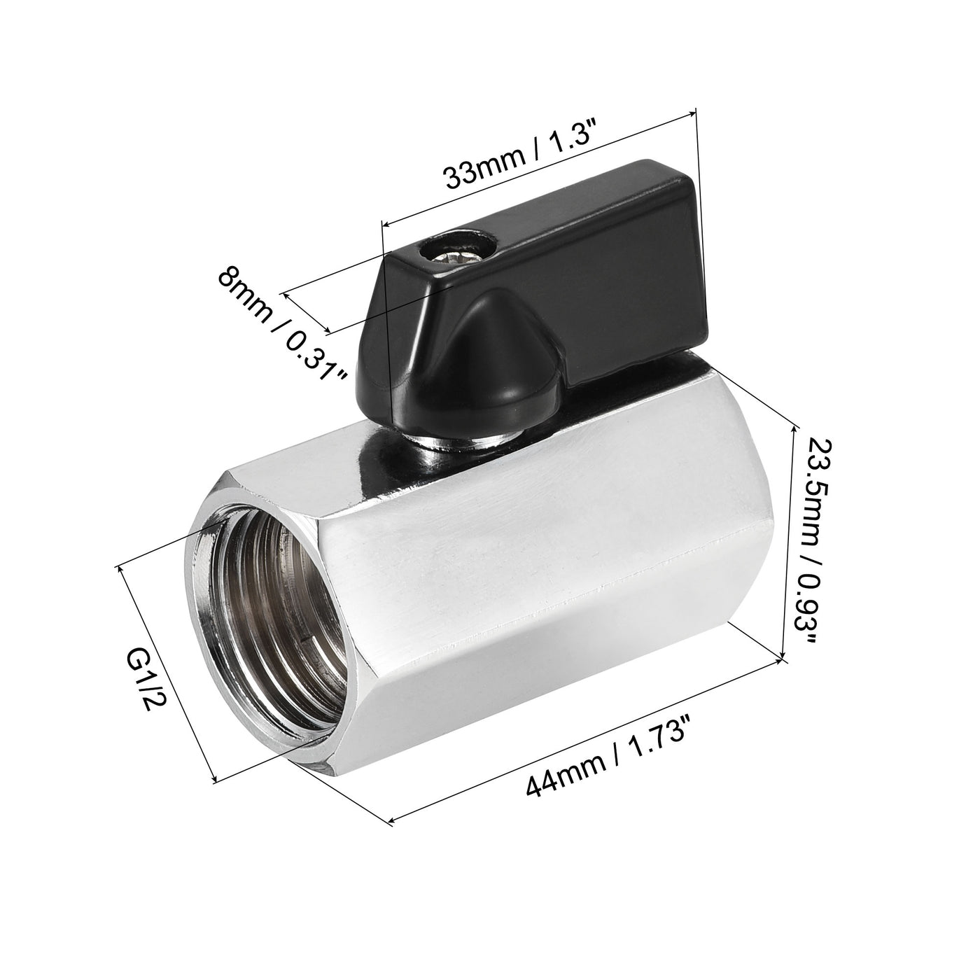 uxcell Uxcell Brass Ball Valve Shut Off Switch Female to Female Polishing Connector