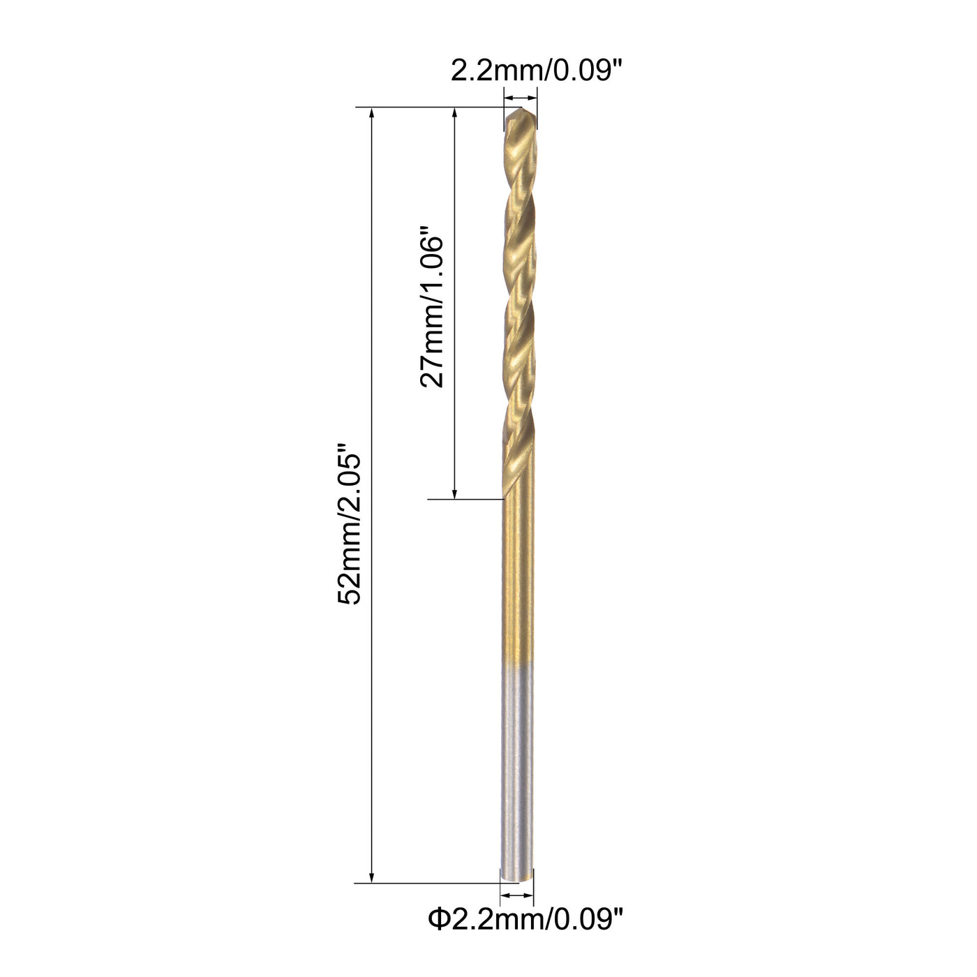uxcell Uxcell High Speed Steel Twist Drill Bit 2.2mm Fully Ground Titanium Coated 6 Pcs