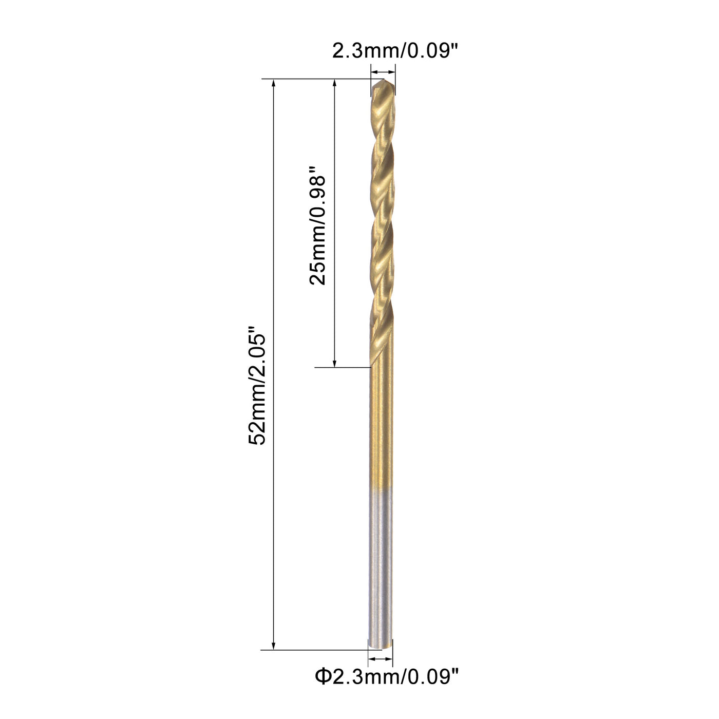 uxcell Uxcell High Speed Steel Twist Drill Bit 2.3mm Fully Ground Titanium Coated 6 Pcs