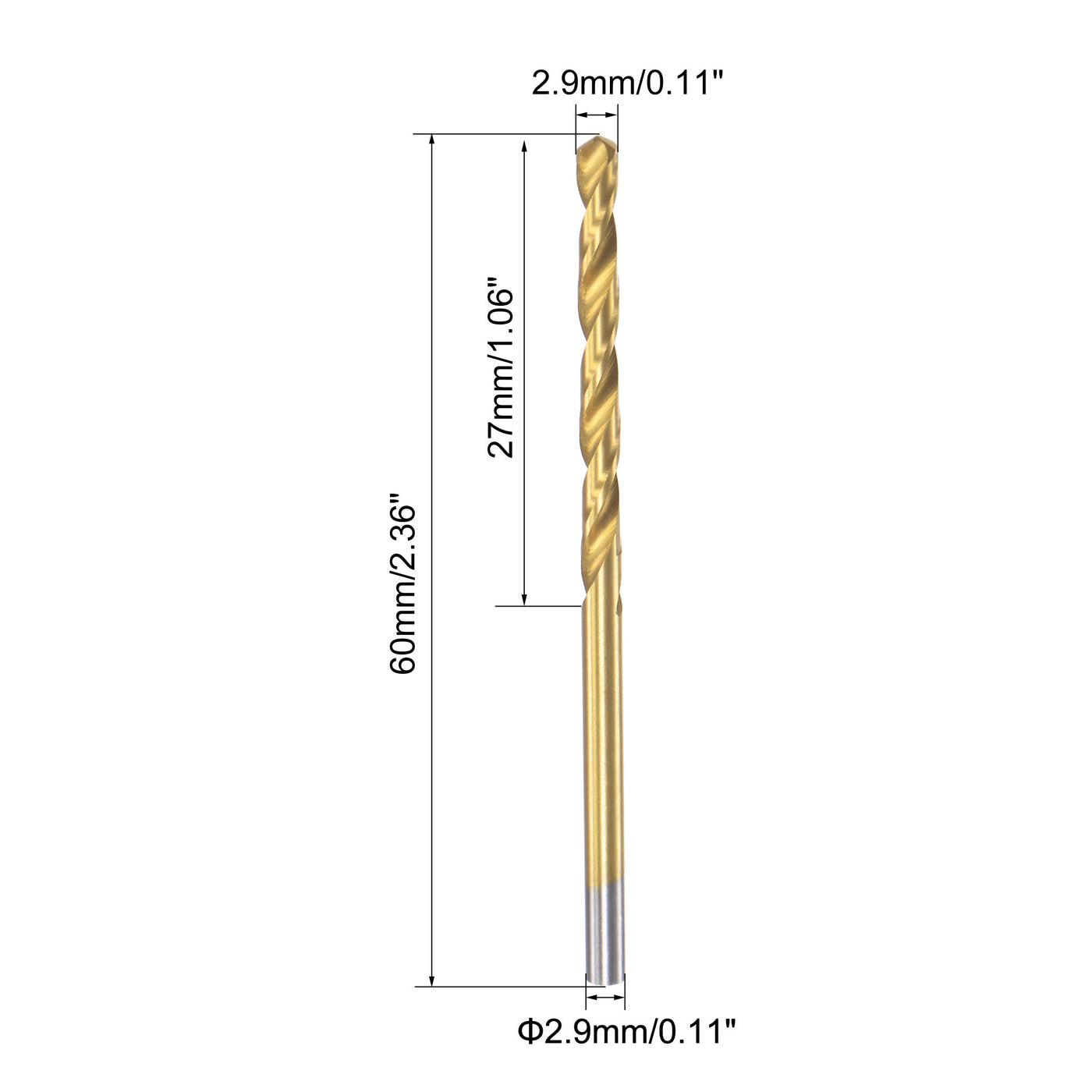 Uxcell High Speed Steel Twist Drill Bit 2.9mm Fully Ground Titanium ...