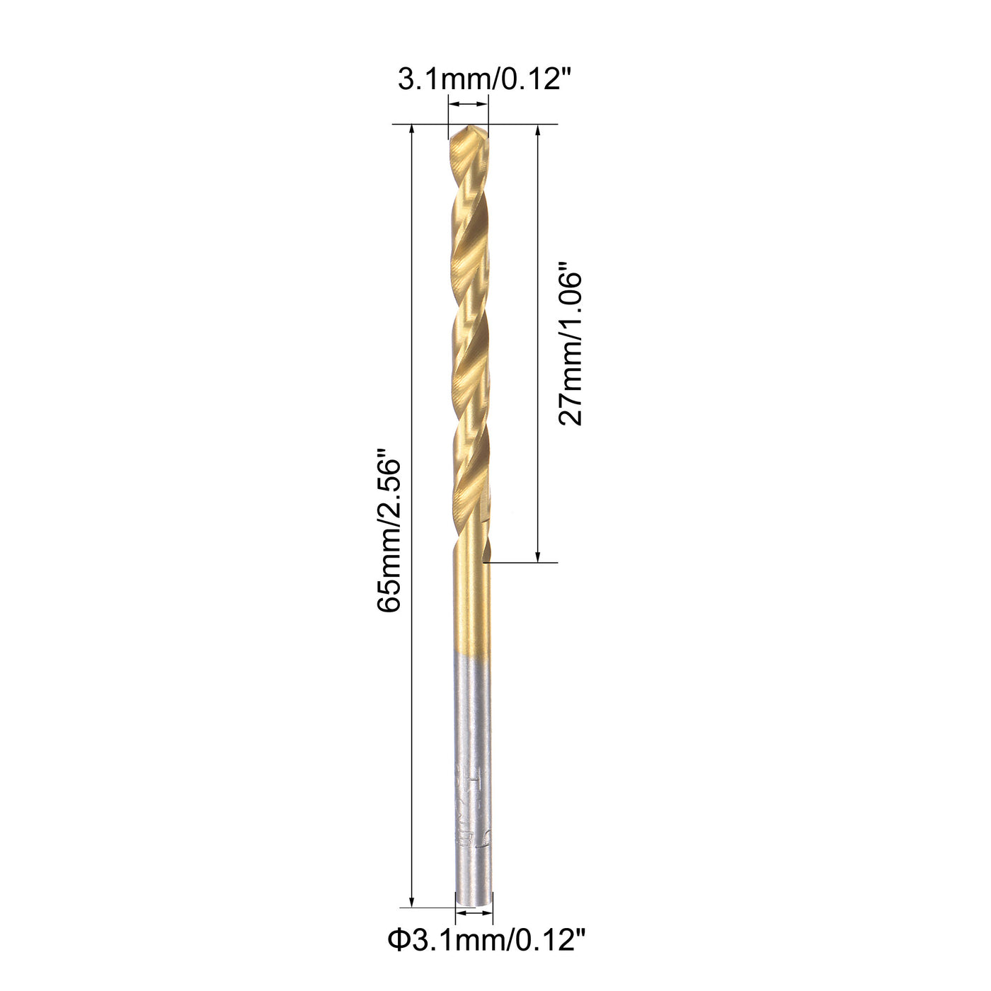 uxcell Uxcell High Speed Steel Twist Drill Bit 3.1mm Fully Ground Titanium Coated 2 Pcs