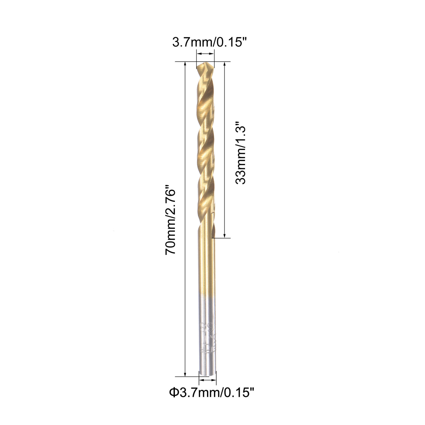 uxcell Uxcell High Speed Steel Twist Drill Bit 3.7mm Fully Ground Titanium Coated 2 Pcs