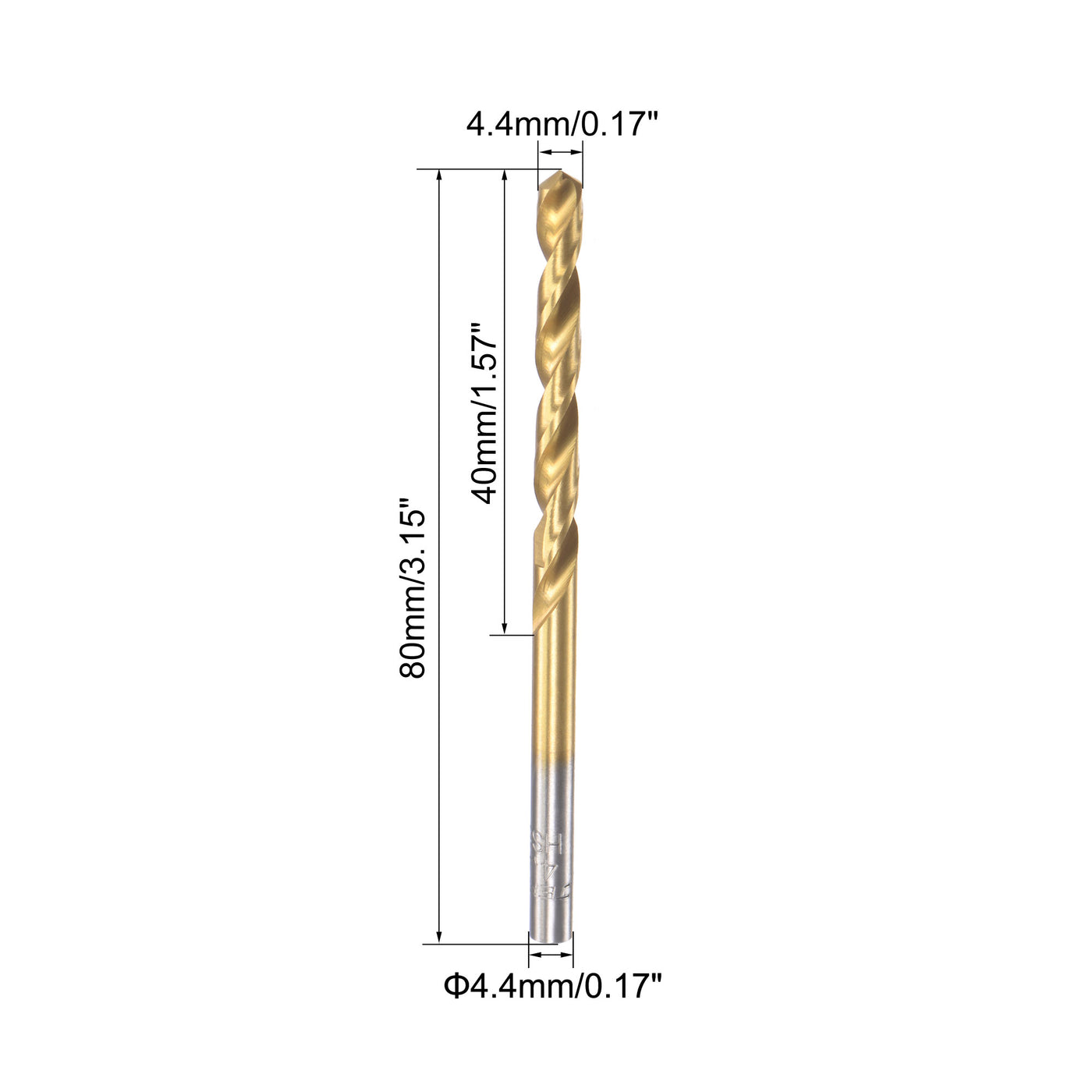 uxcell Uxcell High Speed Steel Twist Drill Bit 4.4mm Fully Ground Titanium Coated 2 Pcs